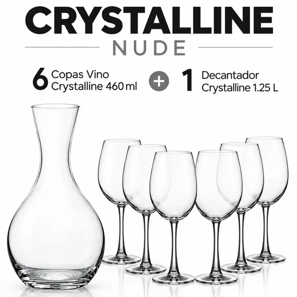PACK 6 COPAS CRYSTALLINE 460 ML + DECANTADOR (24%DCTO)
