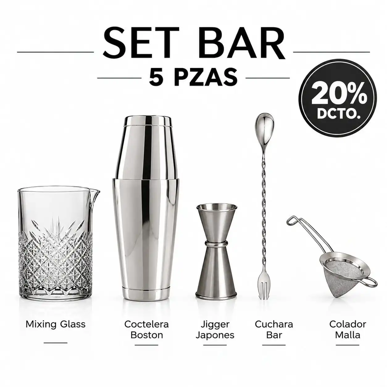 SET BAR PRO 5 PIEZAS (20%DCTO)